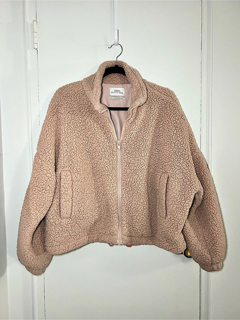 Urban Outfitters Pink Willow Fuzzy Drawstring Teddy Jacket Medium